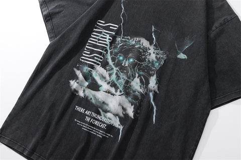 Devil Print Washed T-shirt Men