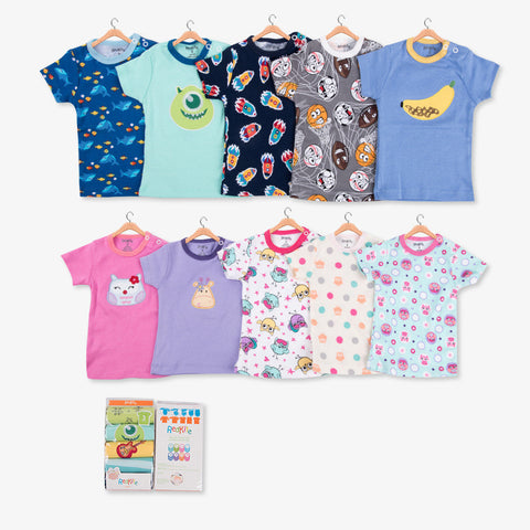 Buttoned Children's T-shirt 5 Packs ins Cartoon Cotton Cute T-Shirt Baby T-Shirt